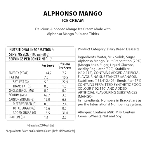 Image of Baskin Robbins Alphonso Mango Ice Cream Tub Mega Saver Pack, 700 ml
