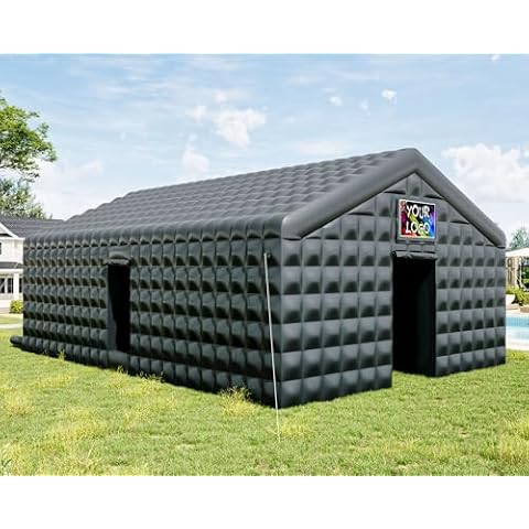 Albott 30x20x14 FT Large Black Inflatable Night Club Tent for Adults with 2 Side Doors, Inflatable Nightclub with Logo Area Gazebo Event House for Birthday Wedding Backyard Party Cover