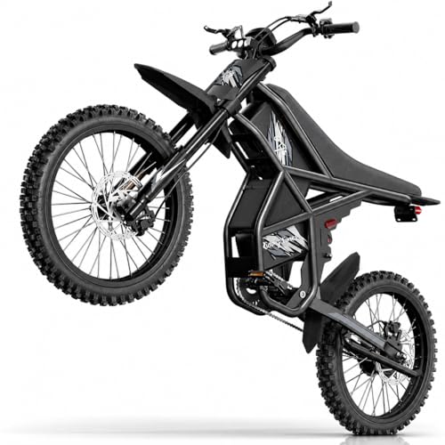 GT73 Electric Bike for Adults Upgraded 2400W Full Size E Dirt Bike with 36.4AH Dual Battery 25 Inch Knobby Tires Max 37 MPH & 85 Mile Long Range Dual Hydraulic Brakes & Full Suspension