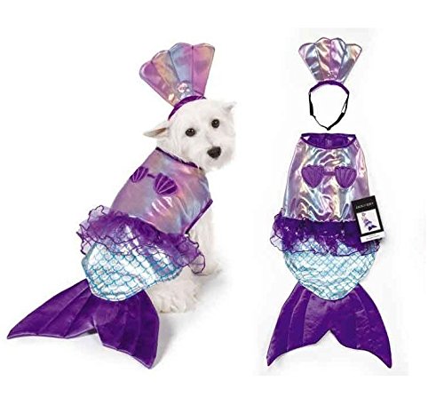 Disfraz Sirena para Perro Grande Azul Iridiscente miniatura 3