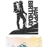 Hiking Cake Topper Mountain Top Travel Themed Happy Birthday Decorations, Hiking Lover Birthday Party, Rock Climbing Party, or Mountain Climbing Themed Party Decorations for Boys and Girls. SugarGera