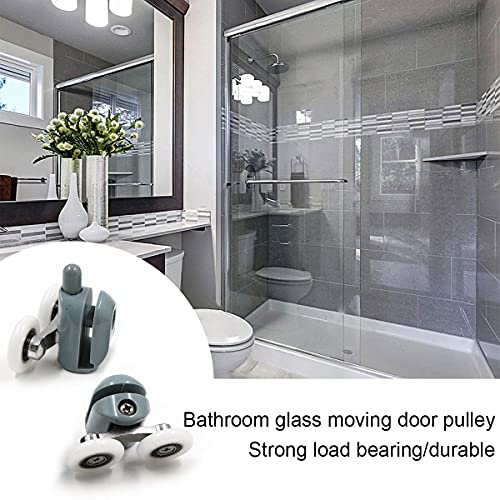 4 Stück Duschkabine Rollen 25mm Doppelrollen für Duschtüren Duschkabinenrollen Laufrollen Riemenscheiben Duschtür Dusche Langlebig Doppelschiebetür - Glastüren mit einer Dicke von ca. 3 bis 6 mm