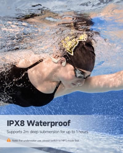 Image of Bone Conduction Headphones, IPX8 Waterproof Swimming Headphones Off-white