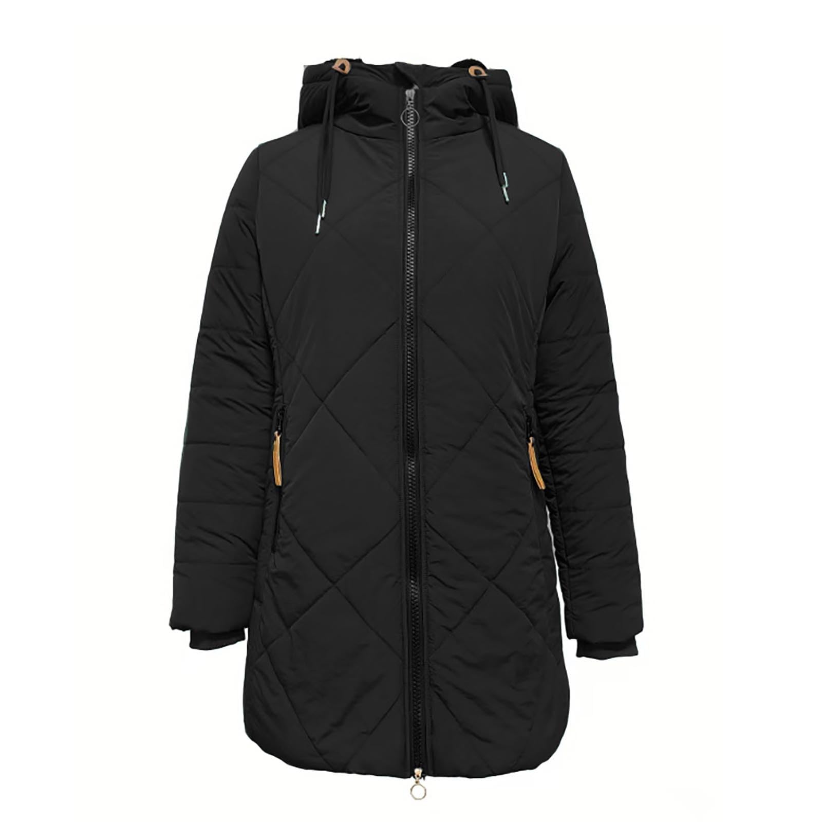 Genérico Chaqueta De Forro Polar con Capucha para Mujer,Abrigo Largo con Capucha De Lana De Invierno Largo Medio CáLido TéRmico Chaqueta Exterior Forro Suave Resistente Al Viento Ajuste CóModo