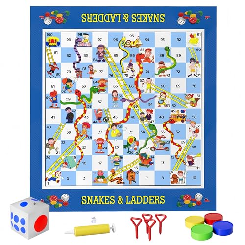 Snakes and Ladders Game with Inflatable Dice & Mat