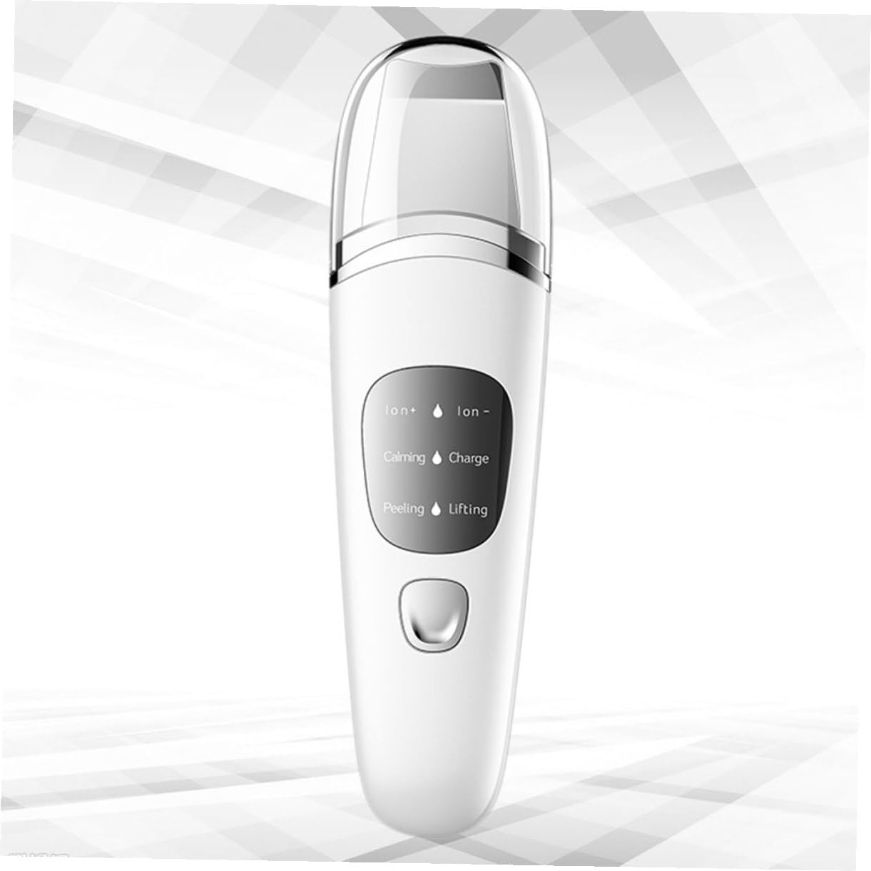 Limpiador Facial Ultrasónico LCD de Abs y Acero Inoxidable, Blanco