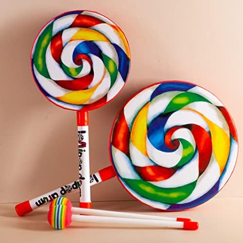 Lollipop Drum with Mallet Rainbow Hand Drum Stick Toy Set Percussion Instrument for Kids 25CM Drums & Percussion Musical Toy Instruments 2 51tAESvsH7L. AC