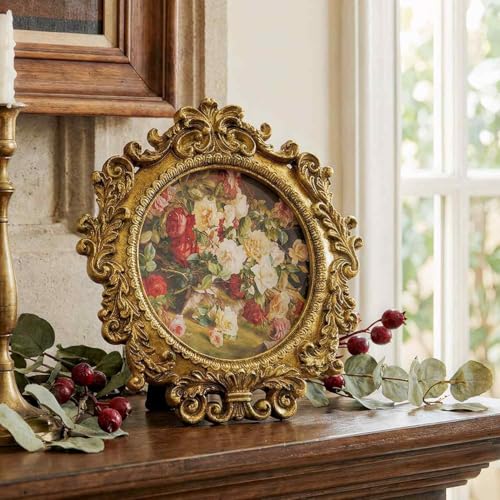 Image of 1PCS Photo Frame, Photo Frames for Table, Vintage Picture Frames with Wide Rounded Edge, Round Picture Frame for Home Decor, Small Vintage Picture Frames for Bedside and Office Display
