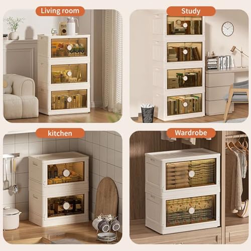 Boîtes de rangement empilables avec serrure rotative et double ouverture - 8
