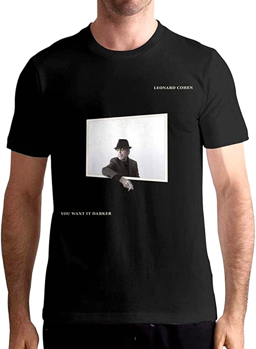 XLUMIOLeonard Cohen You Want It Darker Black Casual Crew Neck Short Sleeve Soft Men's T-Shirt