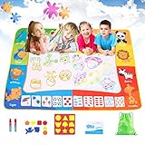 Ezire Doodle Drawing Mat, Large Water Doodle Mat 47.2'' x 35.4'' Mess-Free Aqua Magic Mat Educational Toys with 6 Magic Pens, 8 Stamps, 1 Mould and 1 Drawing Booklet for Kids Boys Girls