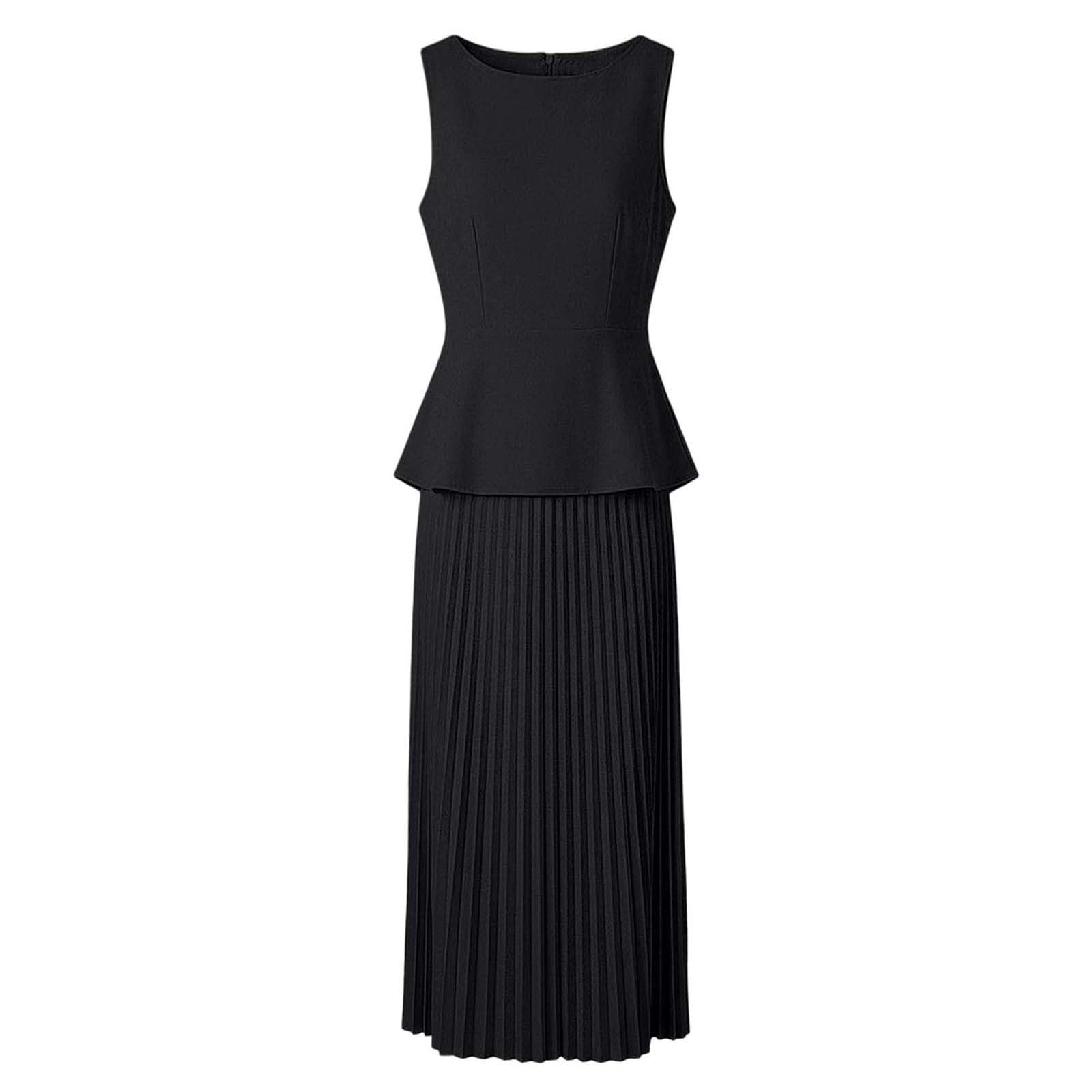 Elegante top de punto sin mangas y falda larga para mujer – Sofisticado conjunto de dos piezas de punto
