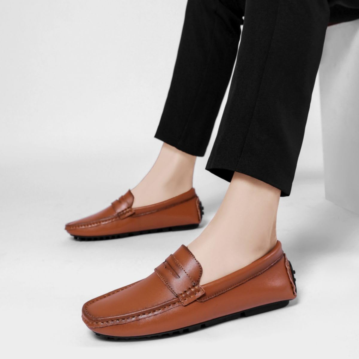 Mocasines para Hombre de Cuero Moda Slip-on Shoes Driver Shoes Casual Flat Shoes 38-49 EU