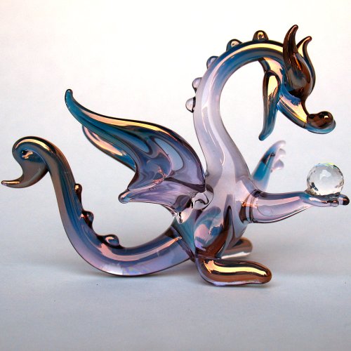 Prochaska Gallery Hand Blown Glass Purple Dragon Figurine #TOP2