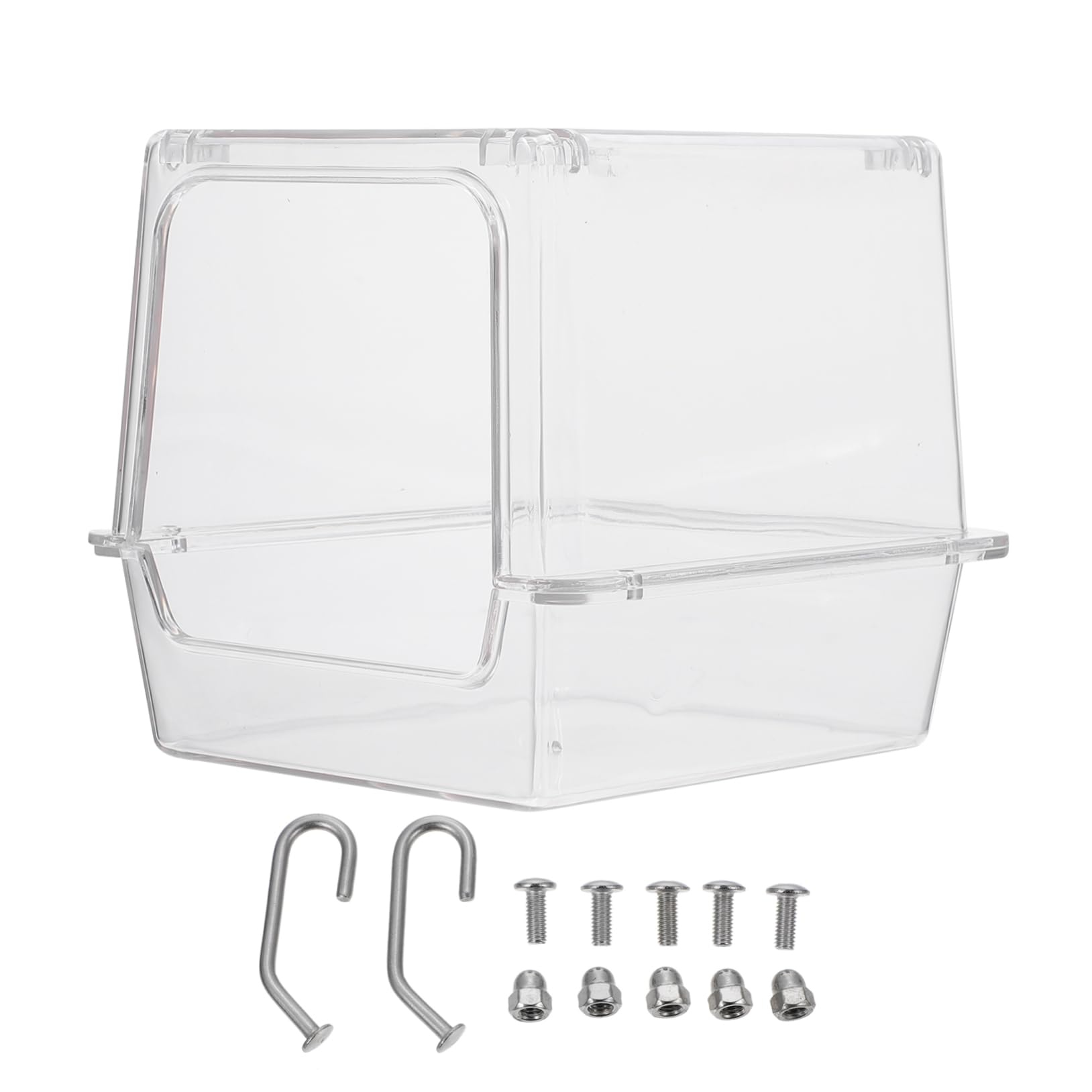 TOYANDONA Acryl Vogelbadewanne zum Aufhängen für Käfig, Auslaufsicher | Papageien Duschbox, Hänge Design, für Papagei und Vogel, Kompakte Käfiglösung