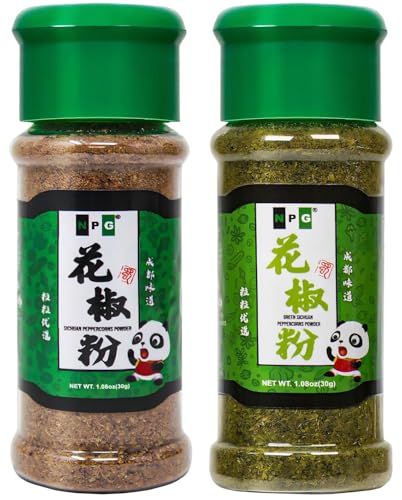 NPG Premium Sichuan Red + Green Peppercorn Powder Duo 1.08 Oz Each, Authentic Mouth Numbing Spice Blend for Kung Pao Chicken, Mapo Tofu, and Chinese Cuisine