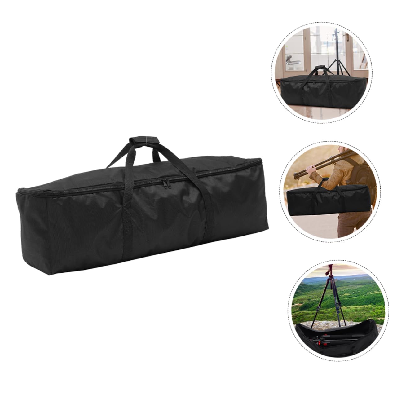 Borsa per Treppiede 2 Pezzi Oxford Nera Doppia Cerniera | Richiudibile e Portatile, Capienza Ampia, per Viaggio, Formato Pieghevole, Impugnatura Manuale