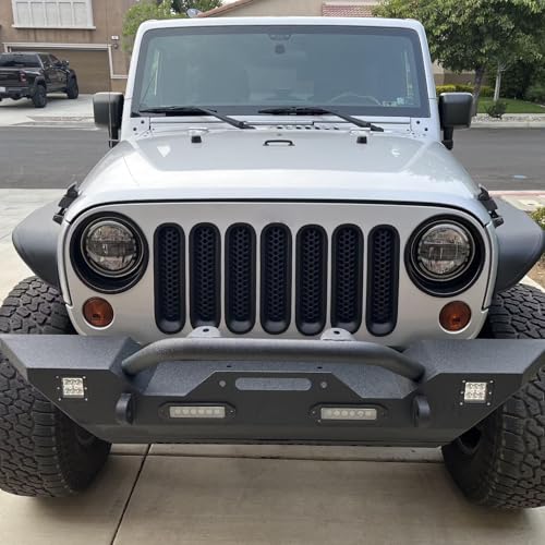 Image of for Jeep Wrangler JK Grill Inserts, Matte Black Front Mesh Grille Cover Guard Clip-in for Jeep JK Wrangler & Wrangler Unlimited 2007-2017 Accessories
