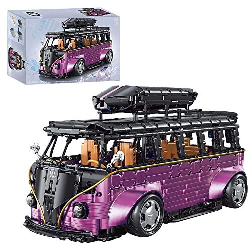 MISINI TGL T5022B Technik Reisebus Bausteinauto, 1:8, Klemmbausteine MOC Cars Kit - Lila, 3299 Teile zusammengebautes…