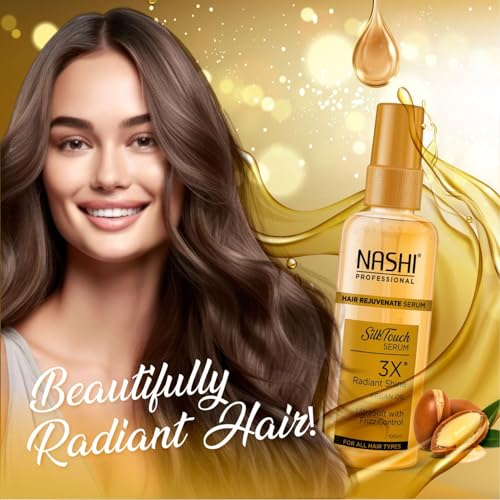 Image of Nashi Professional Hair Rejuvenate Serum 100ml, Argan Oil Hair Serum for Frizzy Hair, Silky Touch Hair Serum for Curly Hair and for All Hair Types