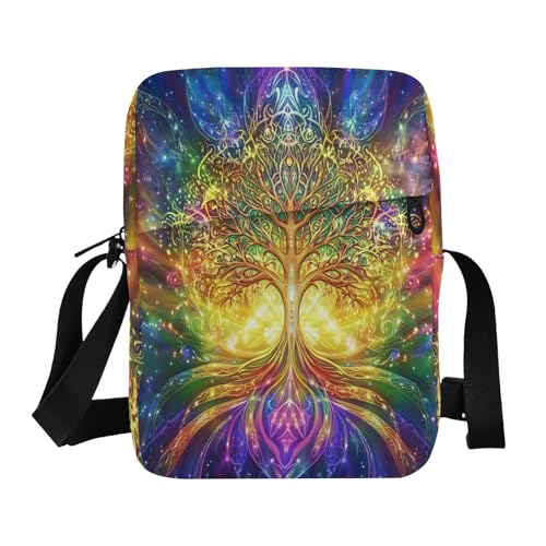 The tree Colorful messenger bag cute mens crossbody bag small Casual Purse Cross Body Adjustable Strap for business Travel