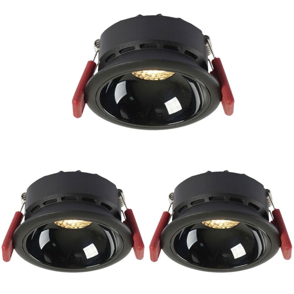 ASerZenith 3-Pack 3.3 Inch Led Downlight Interior Recessed Ceiling Lighting Dimmable 7W Cob Anti-Glare Led Panel Light Cri90+ Dimmable Led Recessed Downlight,Black