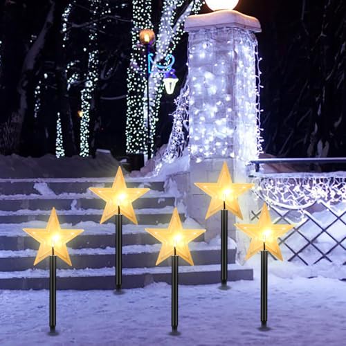 Daromigo 5 Stück LED Garten Leuchtstäbe Stern, Weihnachtslichter...