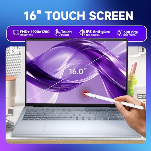 Dell 16-Inch Touchscreen Laptop Computer – Intel 10-Core 7 150U, 64GB DDR5 RAM, 2TB SSD, 16" FHD+ Anti-Glare, Ai Copilot, Fingerprint, Backlit KB, Win 11 Pro, for Business & Student, w/Accessories