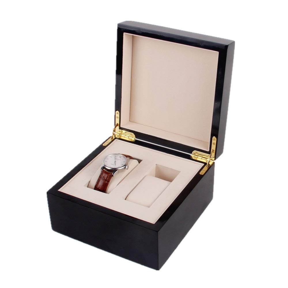 Scatole per Orologi Scatola porta orologi in legno, 2 fori, nera, altri piccoli oggetti per il Compleanno