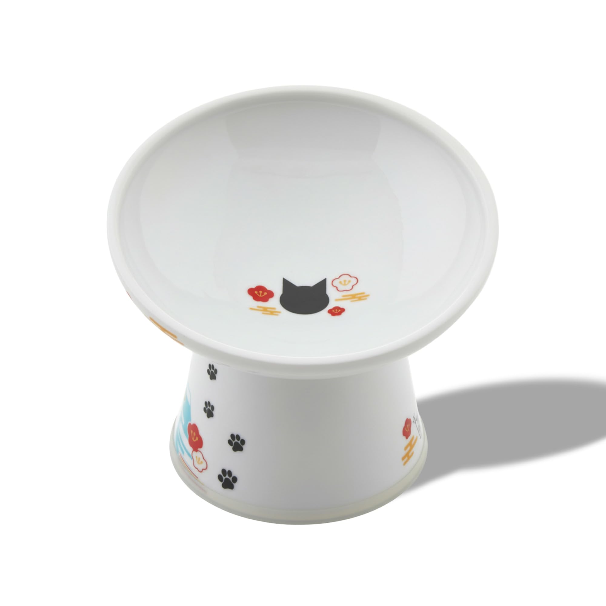 Necoichi Extra Wide Raised Cat Food Bowl, Elevated, Prevent Neck & Whisker Fatigue, Dishwasher and Microwave Safe, No.1 Seller in Japan! (Fuji Limited Edition, Extra Wide Tilted)