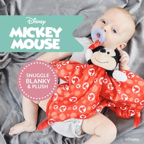 Image of KIDS PREFERRED Disney Baby Mickey Mouse Plush Stuffed Animal Snuggler Lovey Security Blanket 13.18 inch x 13.18 inch x 3.5 inch