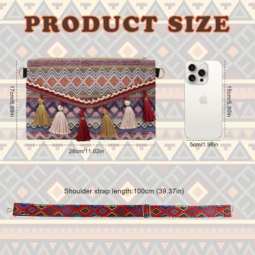 Woven Crossbody Bag, Bohemian Clutch Crossbody Bag Woven Straw Purse Straw Crossbody Bag for Women2