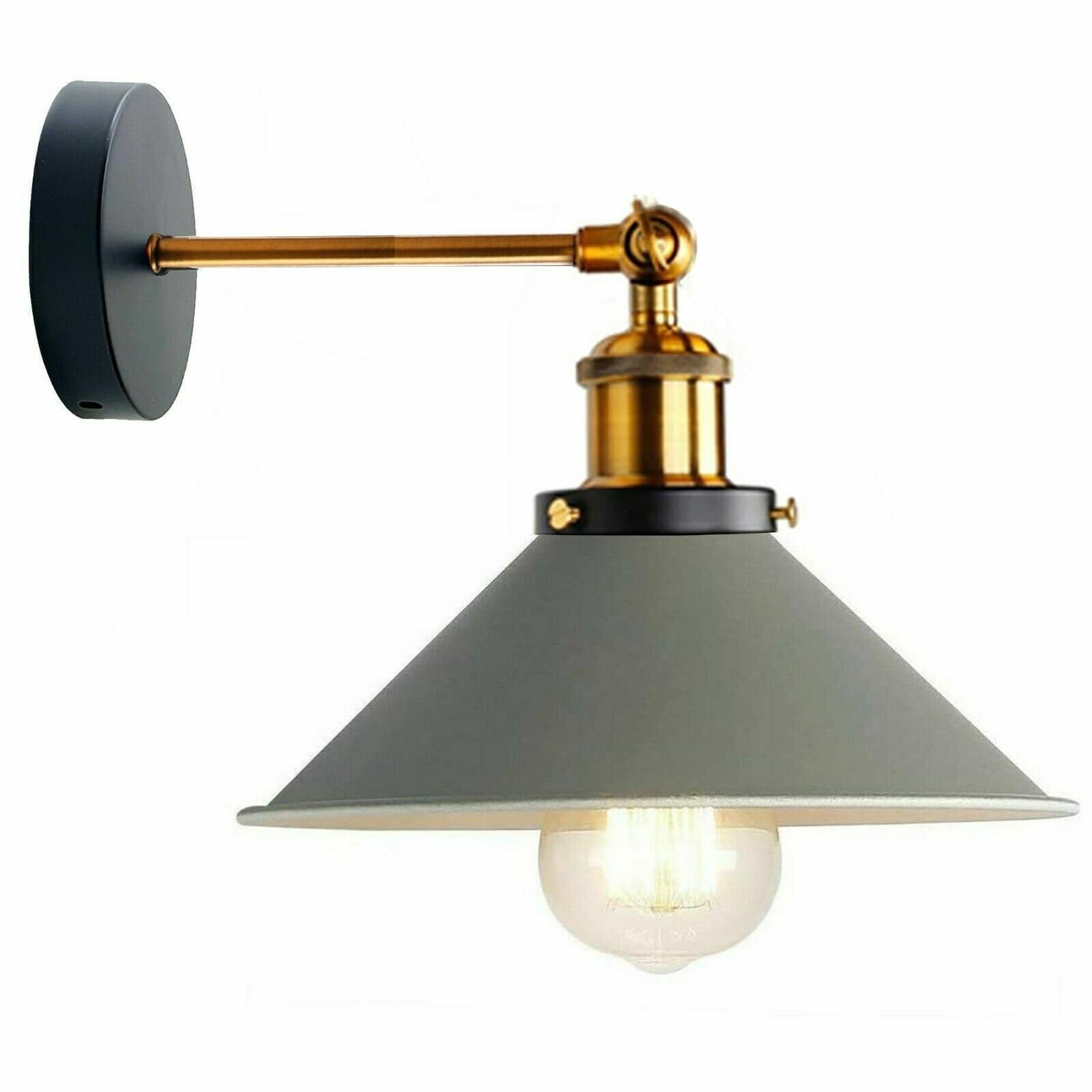 LEDSone Industrial Metal Adjustable Wall Sconce Gray E27 Wall Lamp Modern Indoor Light Fixture for Bedroom Hallway Living Room Cafe Bar Kitchen