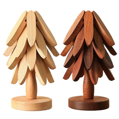 Untersetzer aus Holz, 2 Stück, natürliche Weihnachtsbaum-Untersetzer...