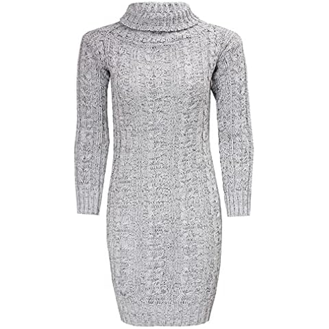 Fashion Knot Ladies Grey Cable Knit Jumper Dress Cover