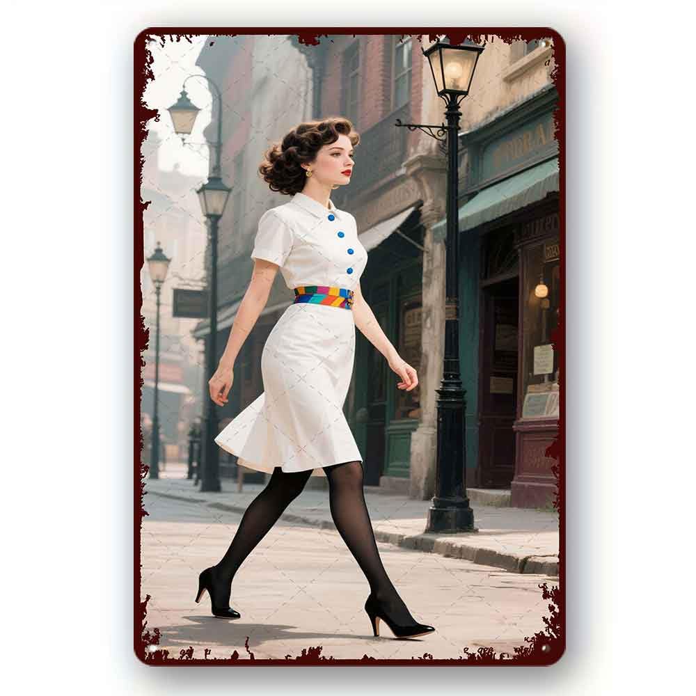 peiyeety Funny Vintage Sexy Girl Metal Tin Sign Retro Art Plaque for Kitchen Club Man Cave 8x12 Inch