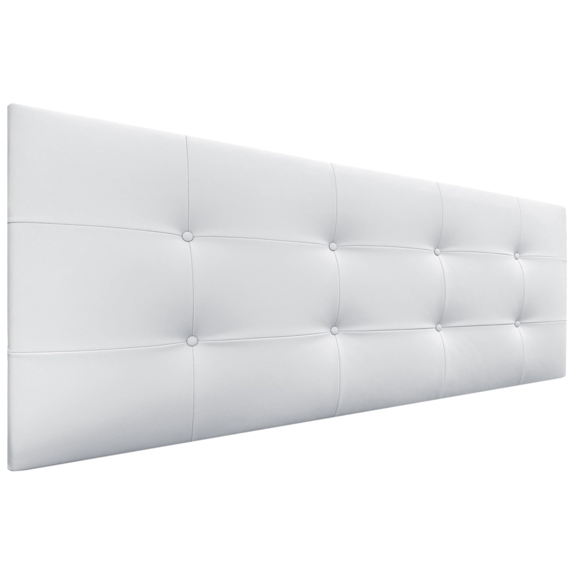 DHOME Cabecero, Cabezales de Cama Acolchado Capitoné 8cm de Grosor. Cabezal tapizado ACUALINE Tela y Polipiel. Cabeceros de Cama Matrimonio e Individual (Polipiel Blanco, 150cm (Camas 150/​160))