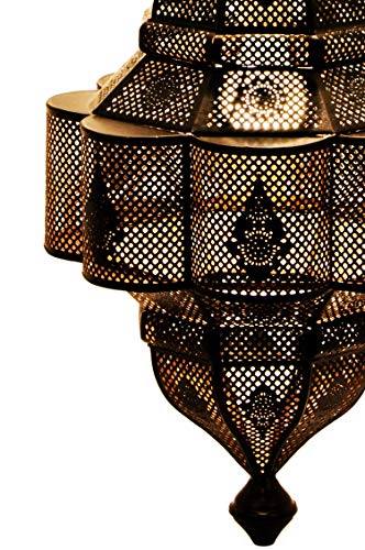 Orientalische Lampe Pendelleuchte Schwarz Enes 60cm E27 Lampenfassung | Marokkanische Design Hängeleuchte Leuchte aus… – Bild 5