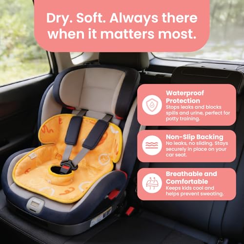 Image of Piddle Pad 2-Pack, Potty Training Car Seat Protector, Toddler Car Seat Cover & Stroller Protector, Machine Washable Waterproof Car Seat, Anti-Slip, Universal Fit (Orange)