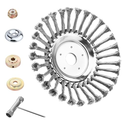 Blytra Unkraut-Radbürsten-Schneidkopf 25.4 mm Universalaufnahme langlebige Stahldrahtbürste für Rasentrimmer & Freischneider ideal für Fugen Pflasterflächen Gehwege Unkraut & Moos 20.32cm