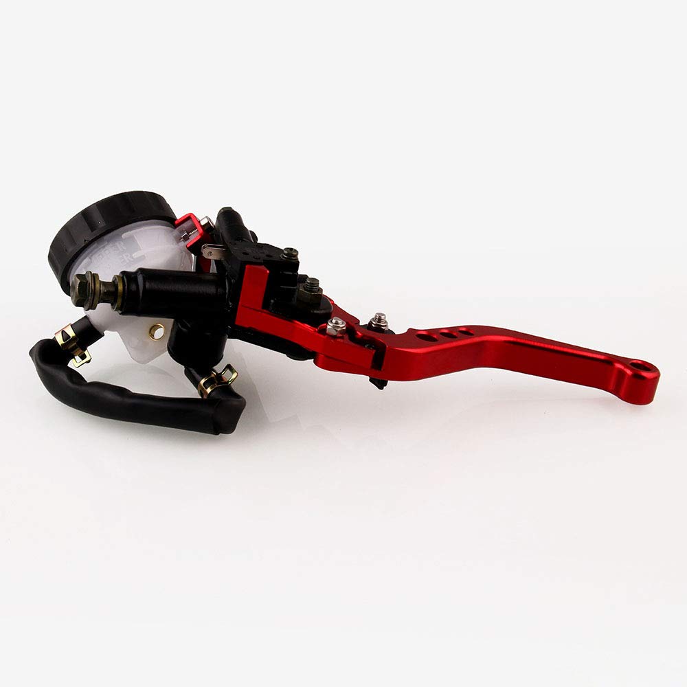 leve freno frizione moto,7/8" 22mm gruppo frizione a clacson regolabile con pompa idraulical,Freno manubrio universale in alluminio,per Honda Suzuki Kawasaki Yamaha D10 (Rosso)