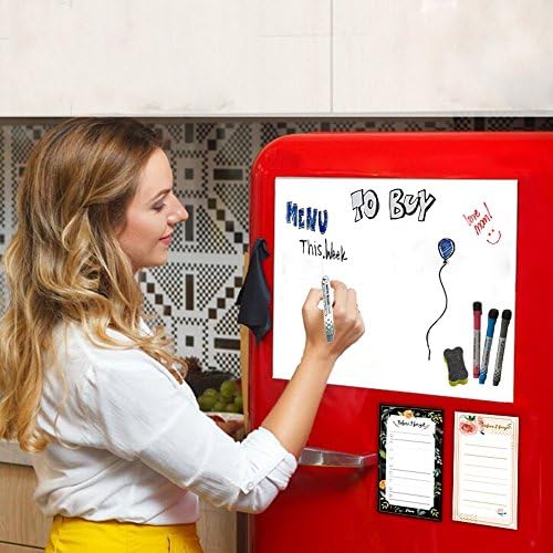 MZMing A3 Magnetic Whiteboard be Applicable Children and Adults Easy Writing Strong Magnetic Wipe - Bulletin Board Includes 3 Markers Pens and 1 Eraser