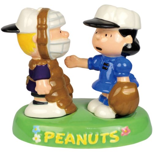 Westland Giftware Peanuts Magnetic Schroeder and Lucy Baseball in Tray Salt and Pepper Shaker Set, 4-1/4-Inch