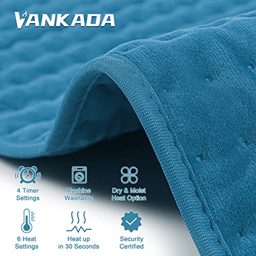 Image of Heating Pad Electric Heat Pad, Hot Heated Pad,Multiple Temp and Timer Settings,Suitable for Shoulders, Neck, arms, Abdomen, Back, Legs, etc. (Blue, 33 inchX17 inch)