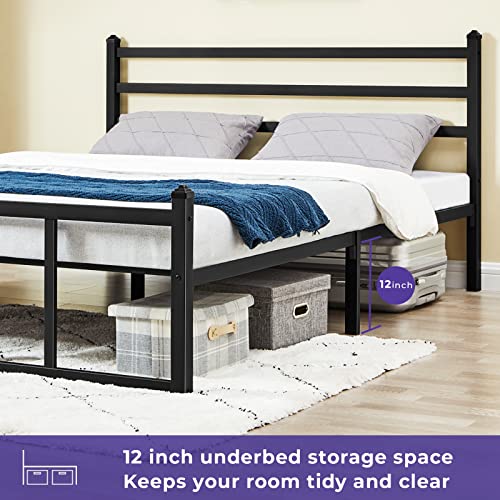 Greenforest Queen Bed Frame With Headboard Heavy Duty Metal Platform Mattress Foundation With Square Slats Support No Box Spring Needed, Black #TOP5