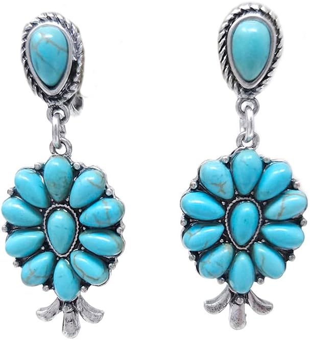 Western Squash Blossom Clip-On Earrings Navajo - Image 6