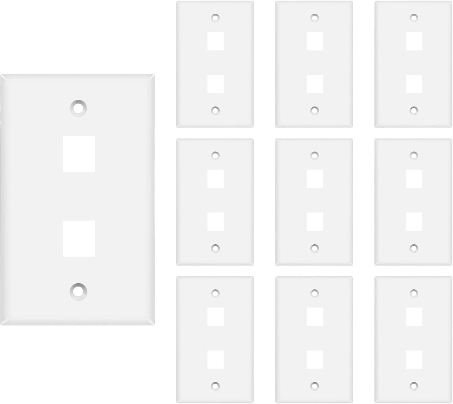 3 Port Keystone Wall Plate 10-Pack, Wall Plates for RJ45 Keystone Jack and Modular Inserts, White