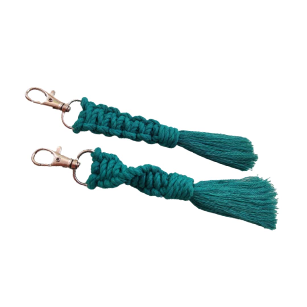 Stalkher Handmade Macrame Boho Style Keychain/ Bag charm- 100% Eco friendly made with cotton cord (Pack of 2)-image-1