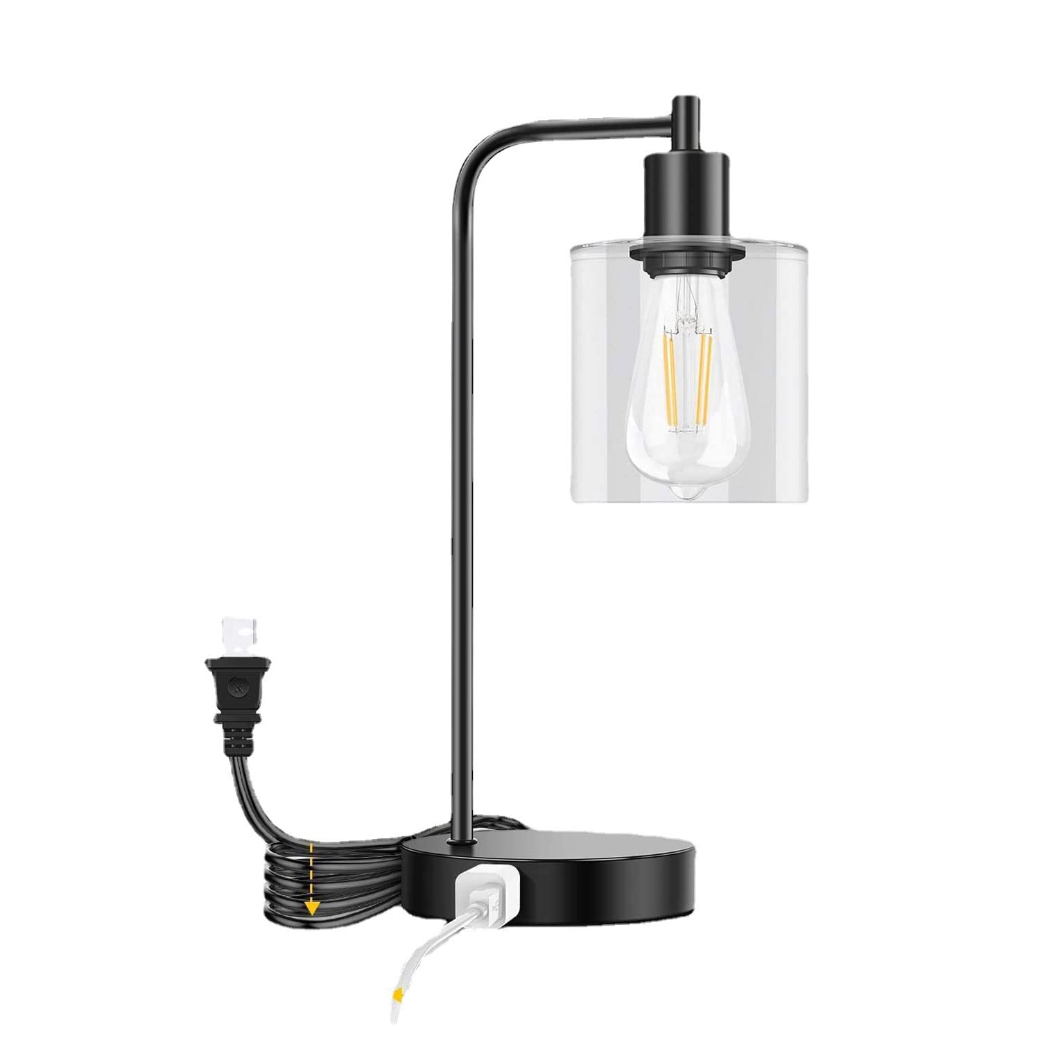 Table Lampada USB con Telefono Cellulare Ricarica Lampada da scrivania con sfumatura in Vetro lampade da Tavolo da comtore
