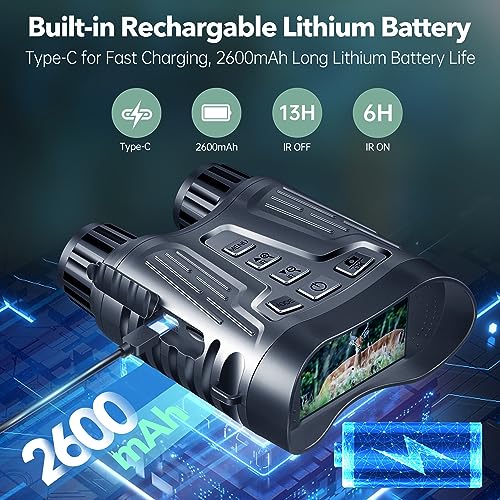 4K Night Vision Goggles Binoculars - Infrared Night Vision in 100% Darkness, 3.2'' Large Screen, 8X Digital Zoom, 32GB Card to Save Photos and Videos for Camping Hunting & Security - Thumbnail 6